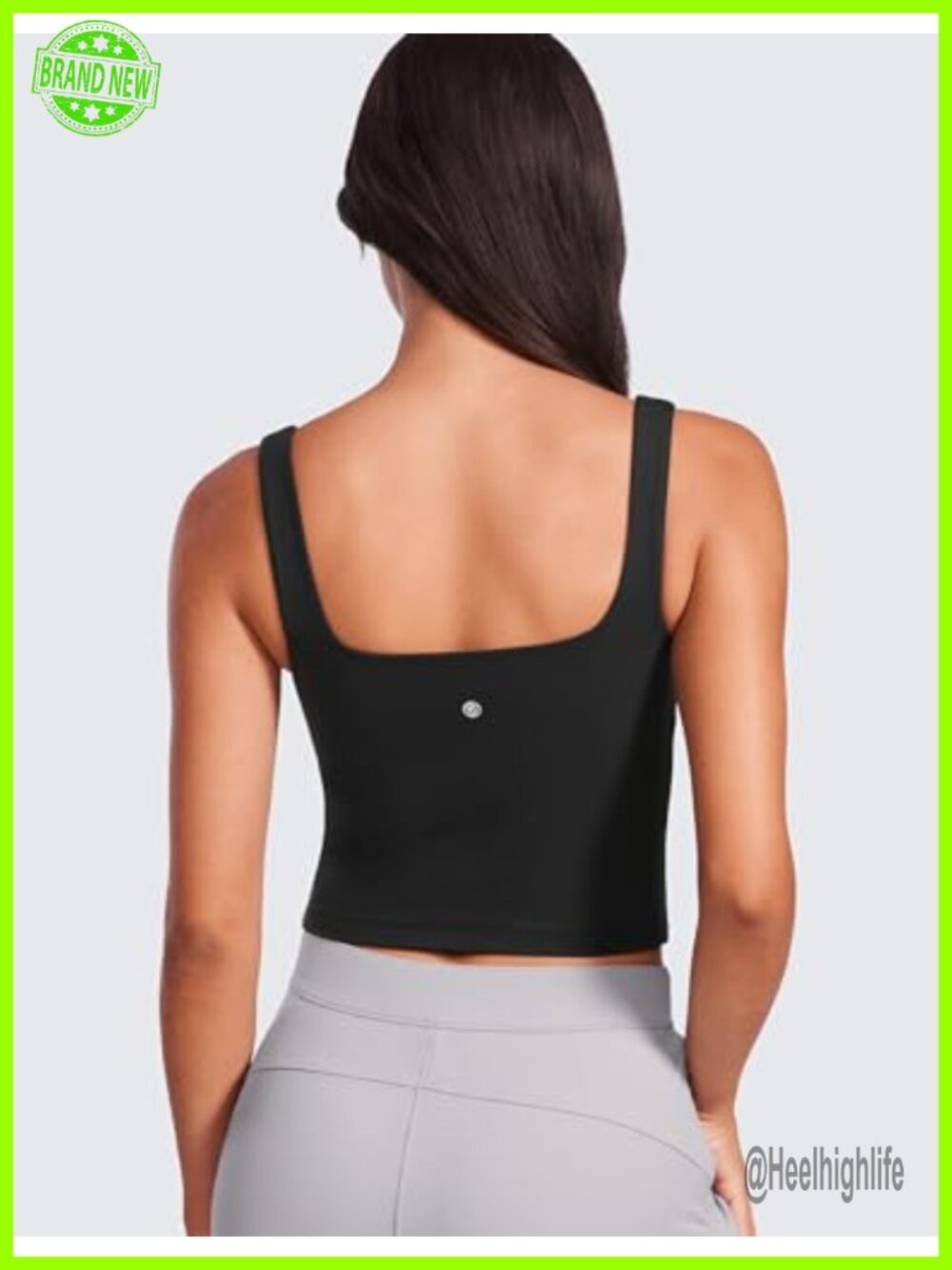Butterluxe Double Lined Square Neck Tank Top - Sleeveless Yoga Fit Crop Top - Picture 2 of 6